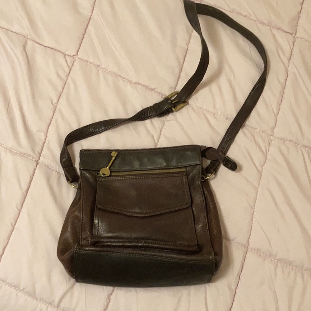 Fossil Dark Brown Leather cross body purse